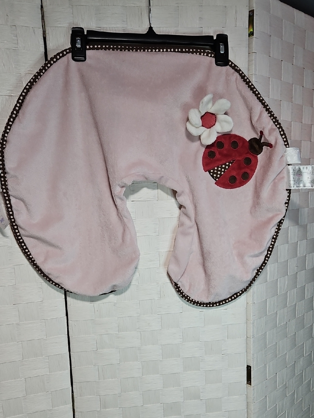 Boppy Cover- Pink with Ladybug and Flower Applique